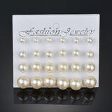 12 pairs White Simulated Pearl Earrings Set