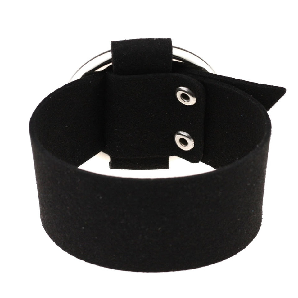 Bohemia Big Round Leather Black Wristband