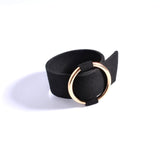 Bohemia Big Round Leather Black Wristband