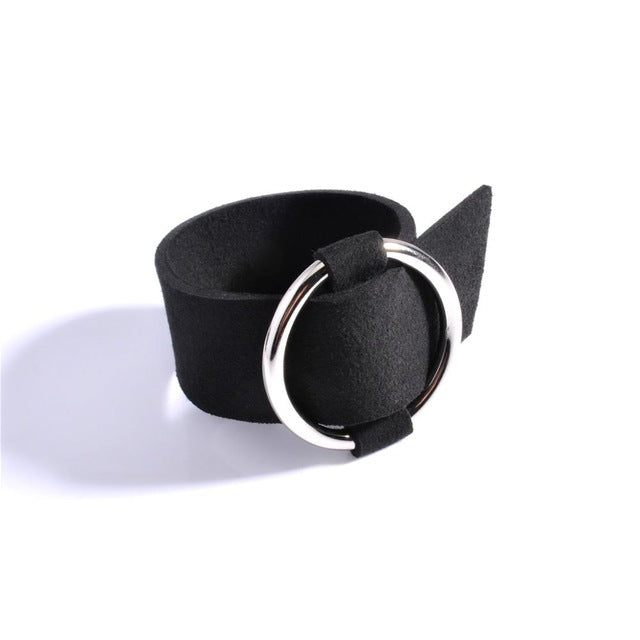 Bohemia Big Round Leather Black Wristband
