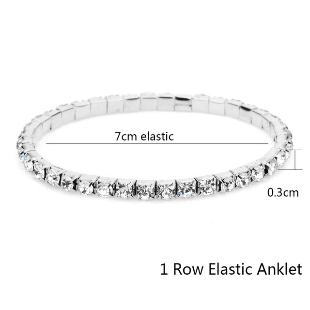 Boho Crystal Elastic Stretch Anklets