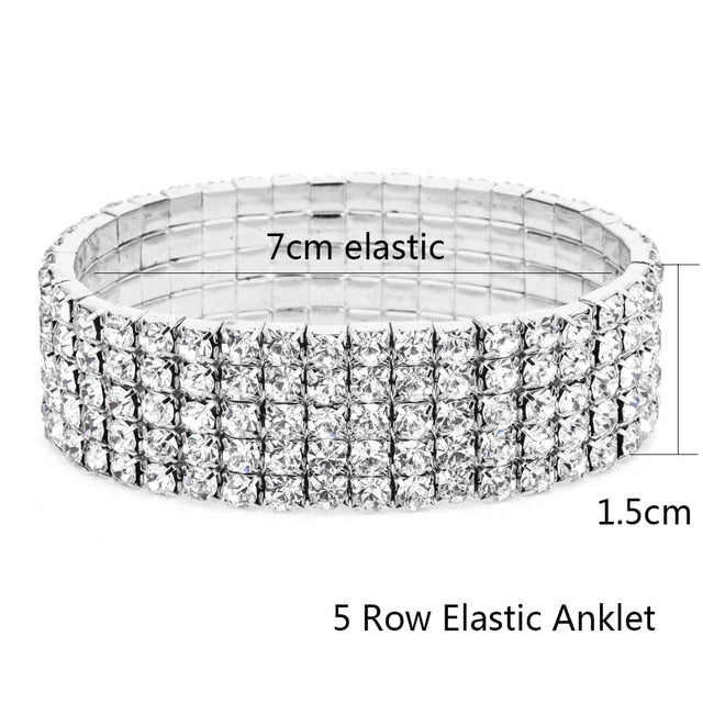 Boho Crystal Elastic Stretch Anklets