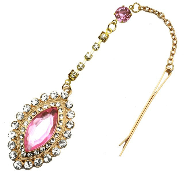 Rhinestone Pink Crystal Forehead Chains