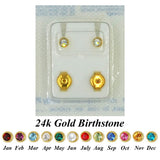 24K Plated Birthstone Stud Earrings
