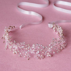 Luxury Tiara Silver Pearl Headbands