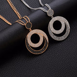 Vintage Woman Geometric Big Circle Crystal Pendant Necklaces
