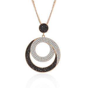 Vintage Woman Geometric Big Circle Crystal Pendant Necklaces