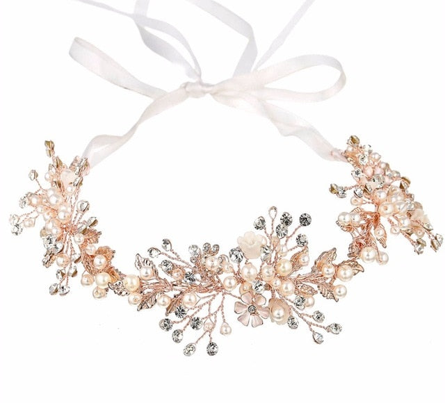 Luxury Tiara Silver Pearl Headbands