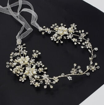 Luxury Tiara Silver Pearl Headbands