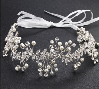 Luxury Tiara Silver Pearl Headbands