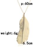 Long Chain Leaf Pendant Necklace