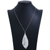 Long Chain Leaf Pendant Necklace