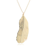 Long Chain Leaf Pendant Necklace