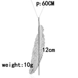 Long Chain Leaf Pendant Necklace