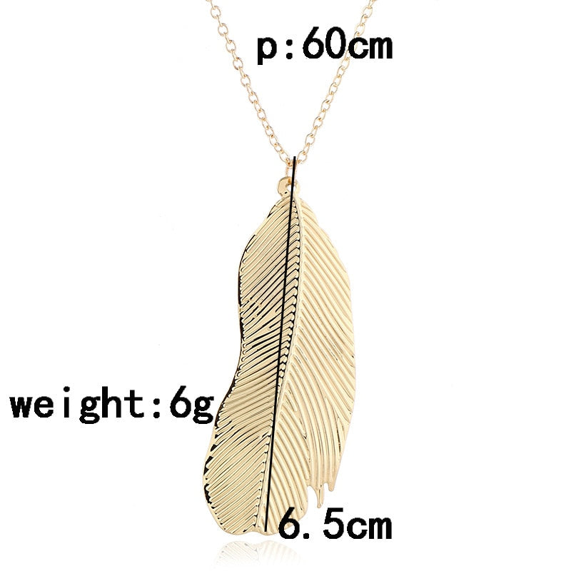 Long Chain Leaf Pendant Necklace