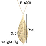 Long Chain Leaf Pendant Necklace