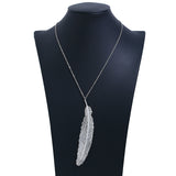 Long Chain Leaf Pendant Necklace