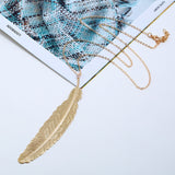 Long Chain Leaf Pendant Necklace