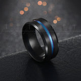 Unisex Hot Sale Black Blue Groove Rings