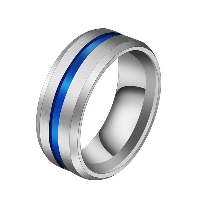 Unisex Hot Sale Black Blue Groove Rings