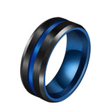 Unisex Hot Sale Black Blue Groove Rings