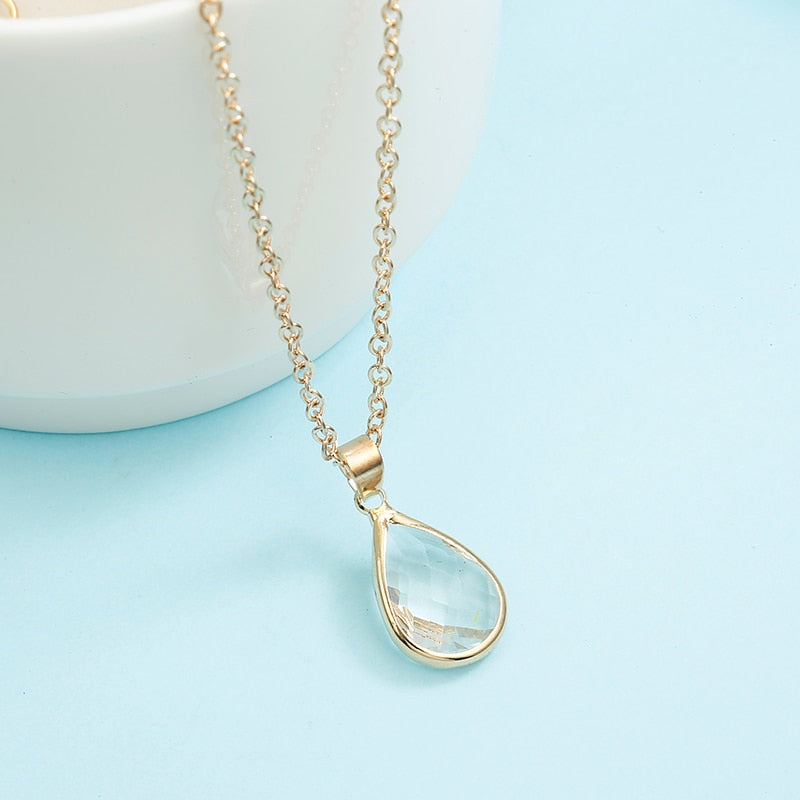 Waterdrop Crystal Pendant Necklace