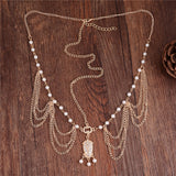 New Boho Gold Color Elegant Pearl Chain