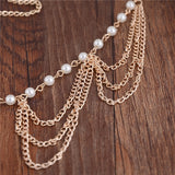 New Boho Gold Color Elegant Pearl Chain