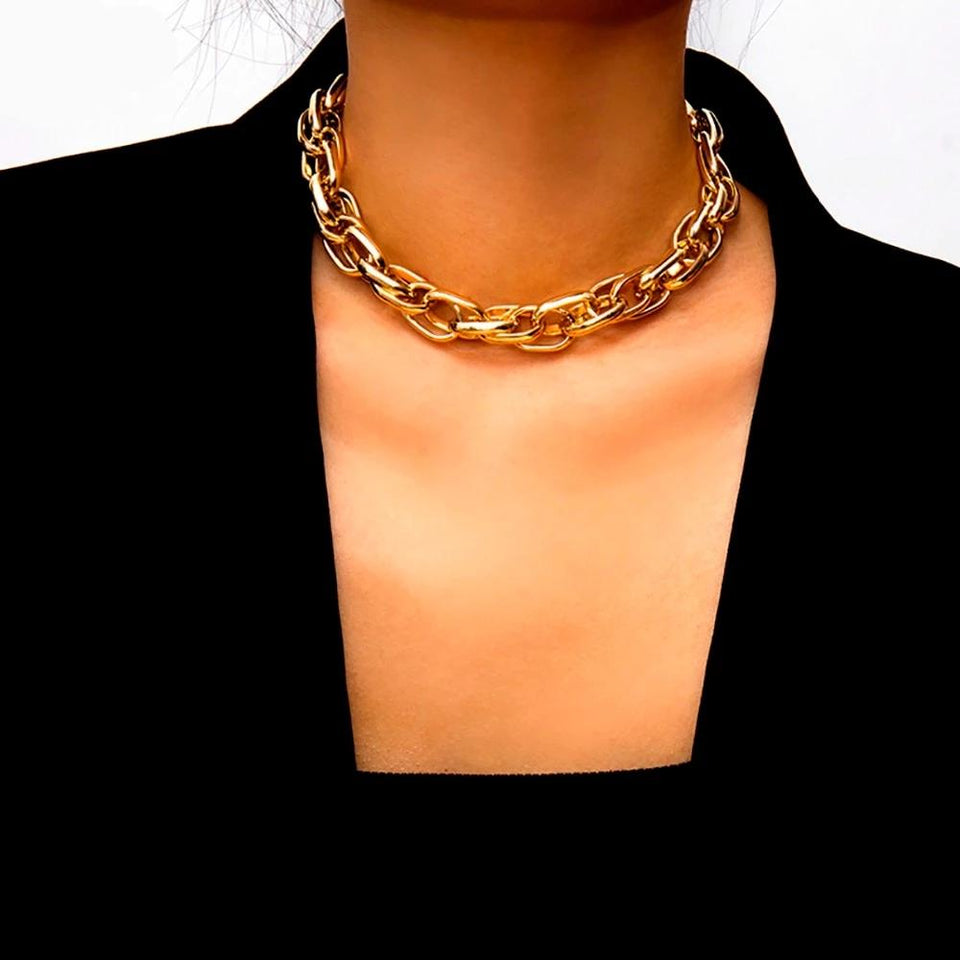 Exaggerated Heavy Metal Big Thick Chain Choker Necklace