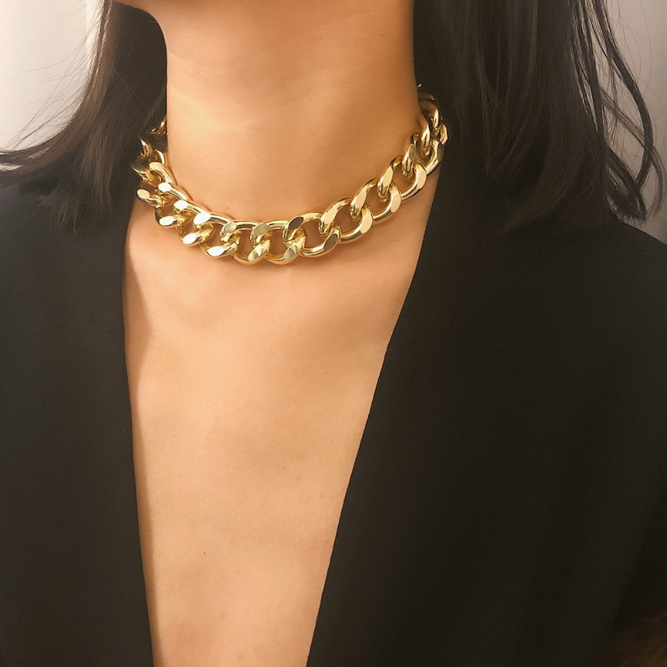 Exaggerated Heavy Metal Big Thick Chain Choker Necklace