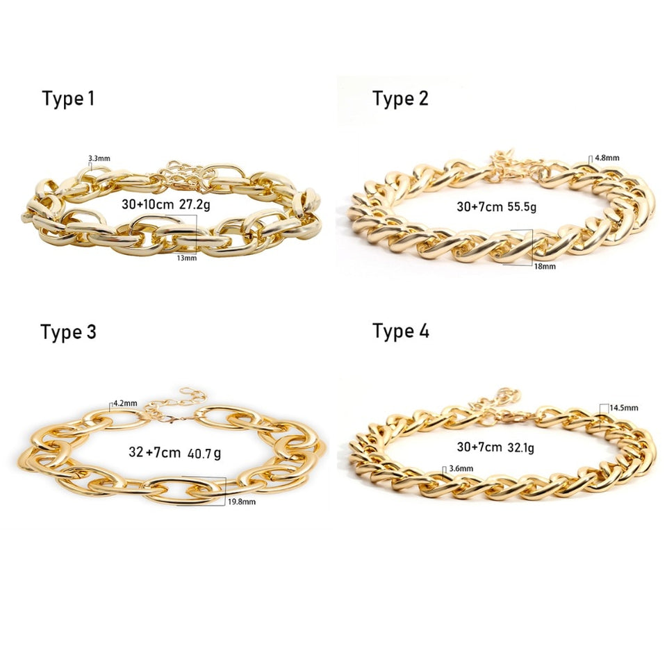 Exaggerated Heavy Metal Big Thick Chain Choker Necklace