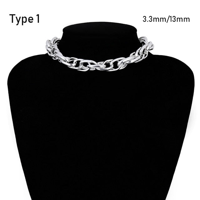 Exaggerated Heavy Metal Big Thick Chain Choker Necklace