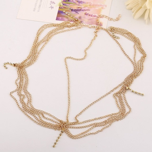 Boho Draping Crystal Head Chain