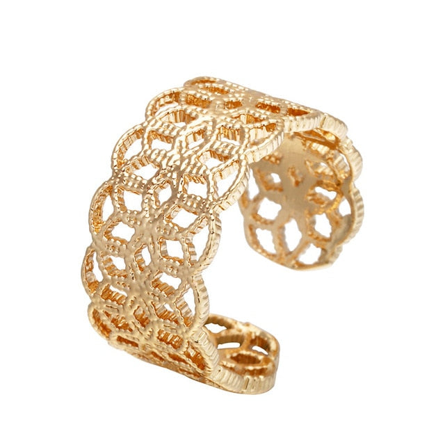 Gold Silver Flower Stackable Finger Ring