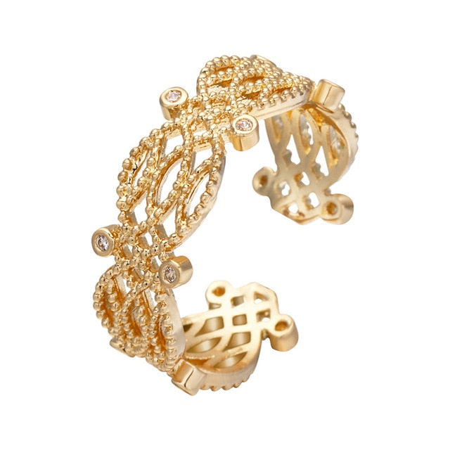 Gold Silver Flower Stackable Finger Ring