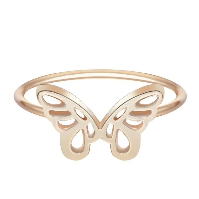 Gold Silver Flower Stackable Finger Ring