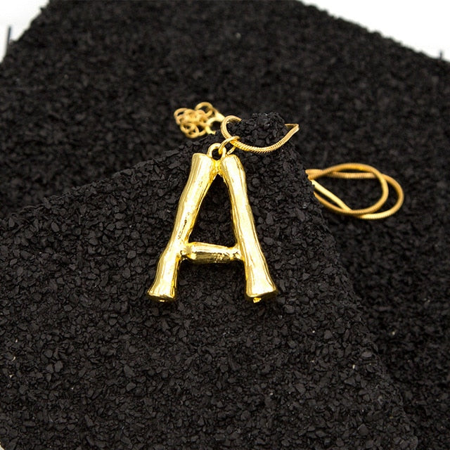 Gold Color Big Initial Letters Necklace for Women