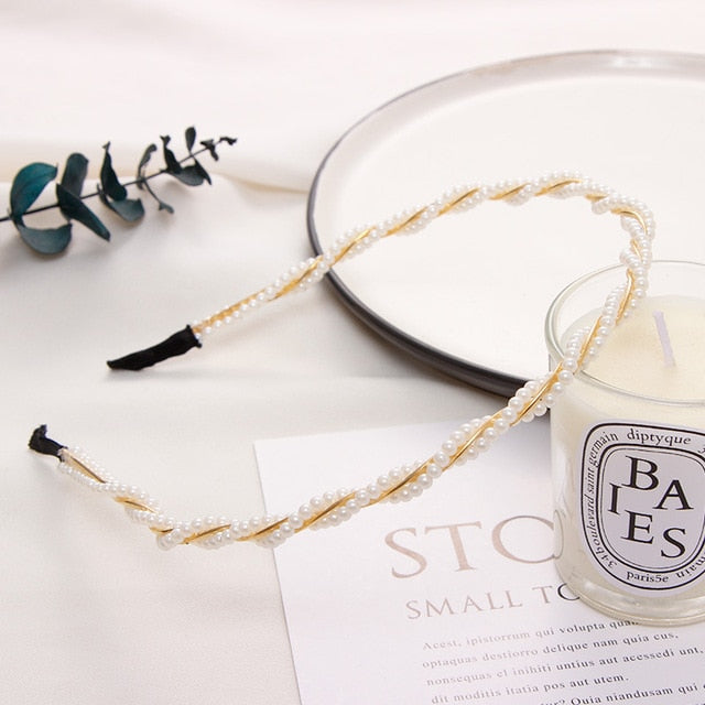 New Vintage Women Pearls Hairband