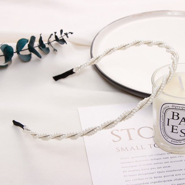New Vintage Women Pearls Hairband