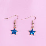 Blue Pink Star Moon Stud Earrings