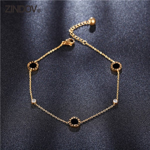 Gold Flower Crystal Foot Anklet