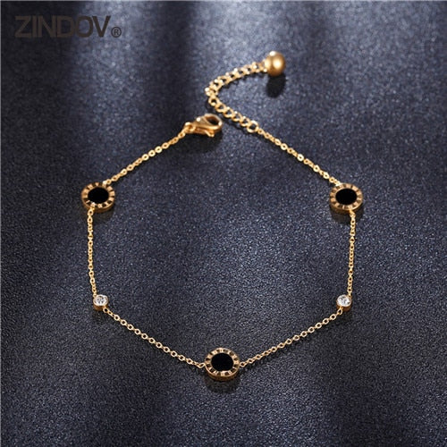 Gold Flower Crystal Foot Anklet