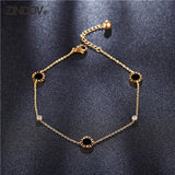 Gold Flower Crystal Foot Anklet
