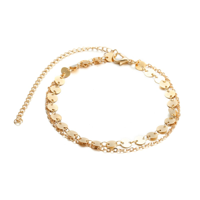 Gold Color Double Ankle Chain Anklet
