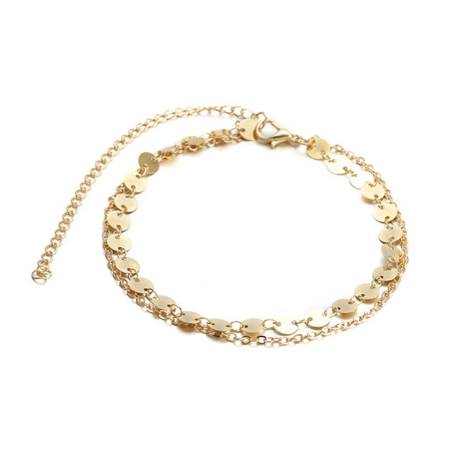 Gold Color Double Ankle Chain Anklet